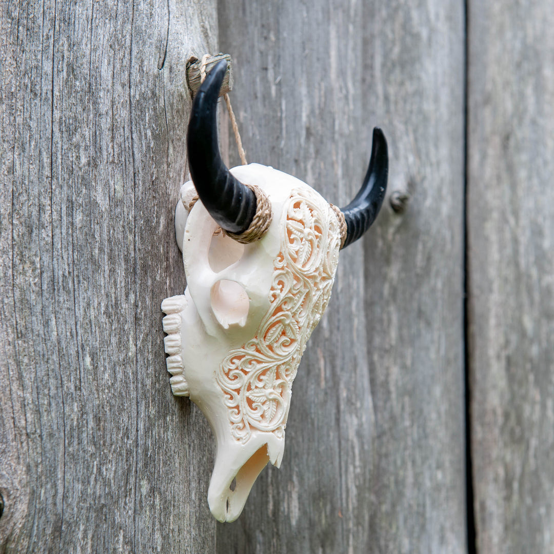 White Ornate Resin Skull - Small