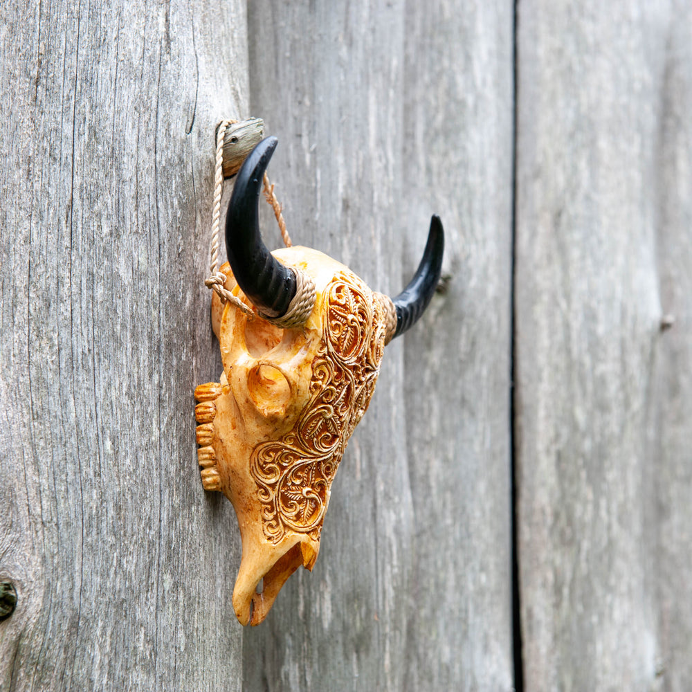 Amber Ornate Resin Skull - Small