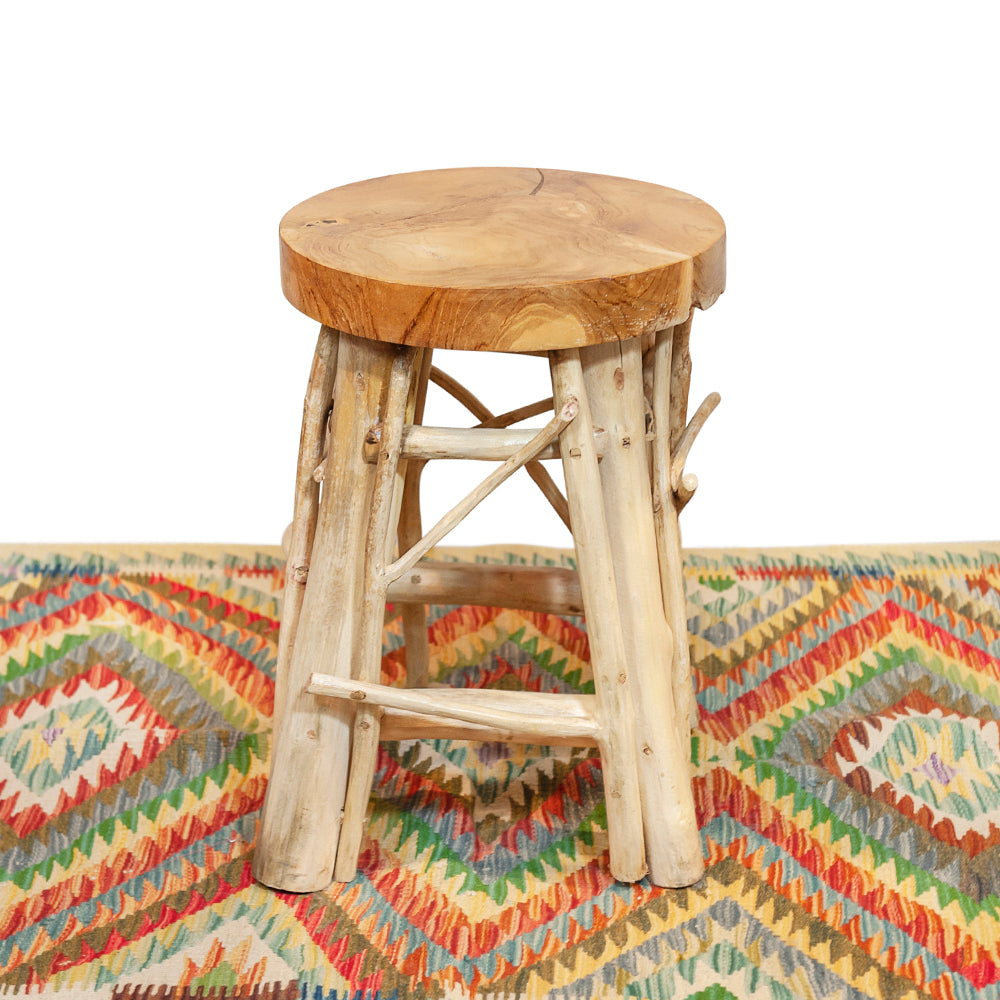 Natural Teak Branch Stool