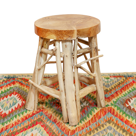 Natural Teak Branch Stool