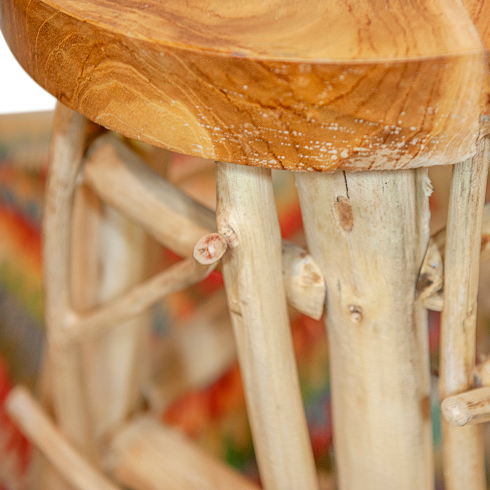 Natural Teak Branch Stool