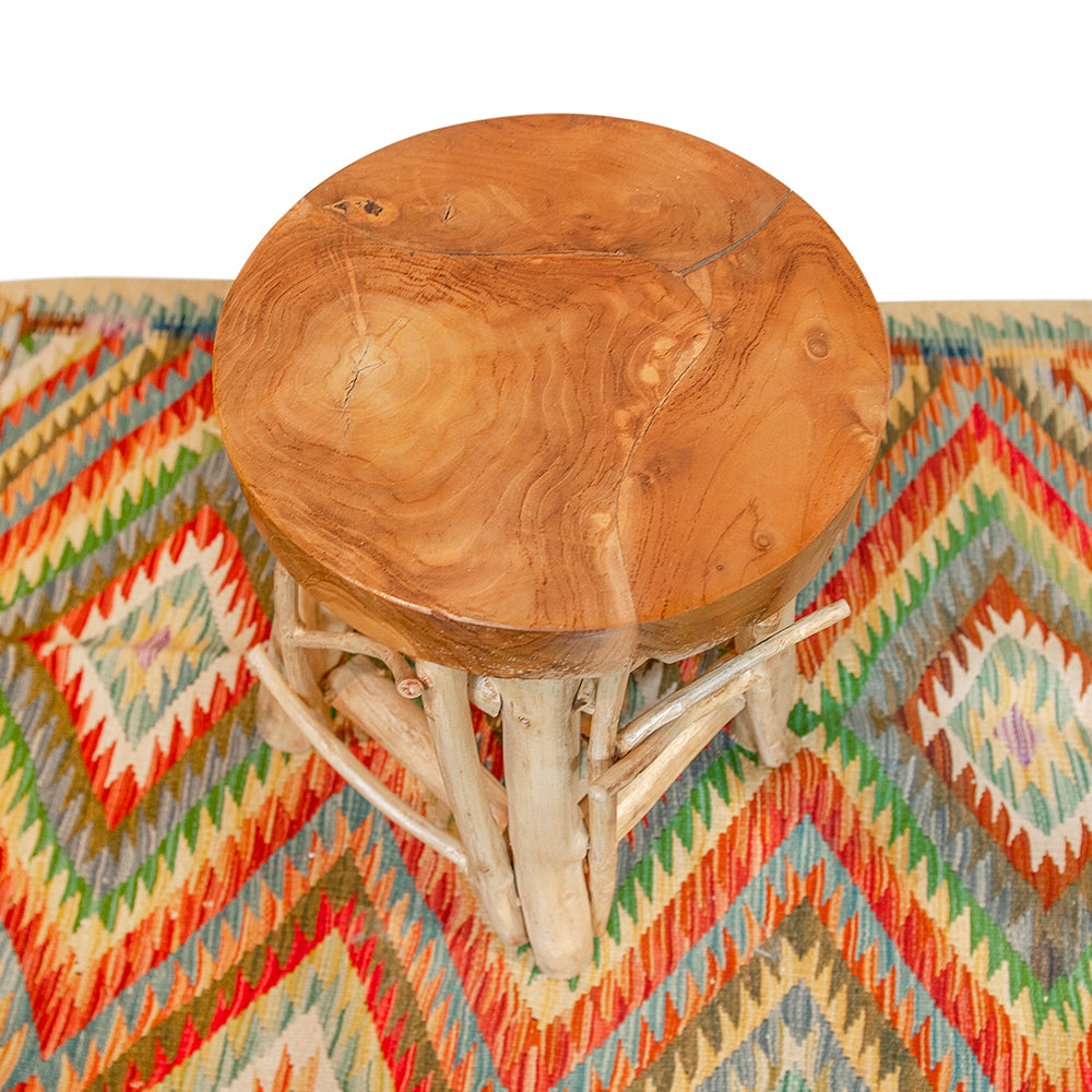 Natural Teak Branch Stool