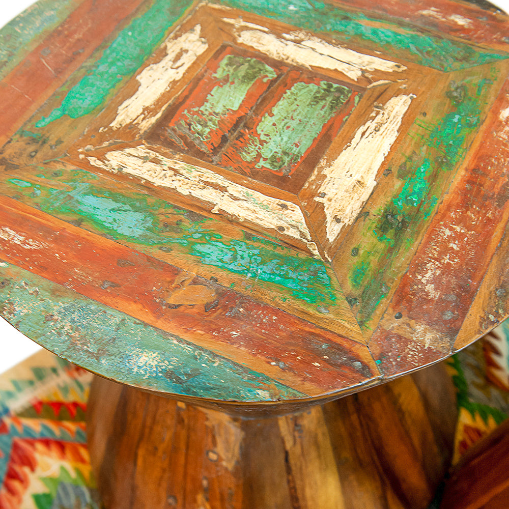 Reclaimed Teak Panel Stools