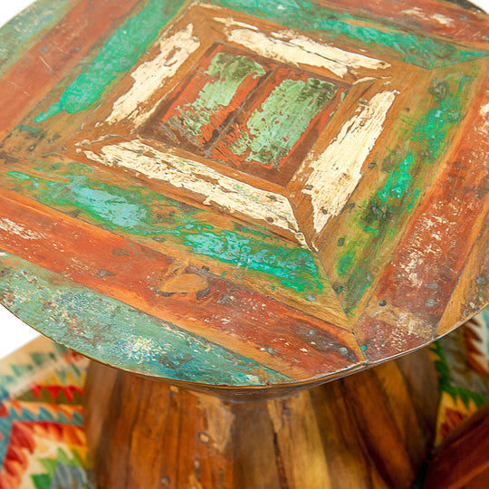 Reclaimed Teak Panel Stools