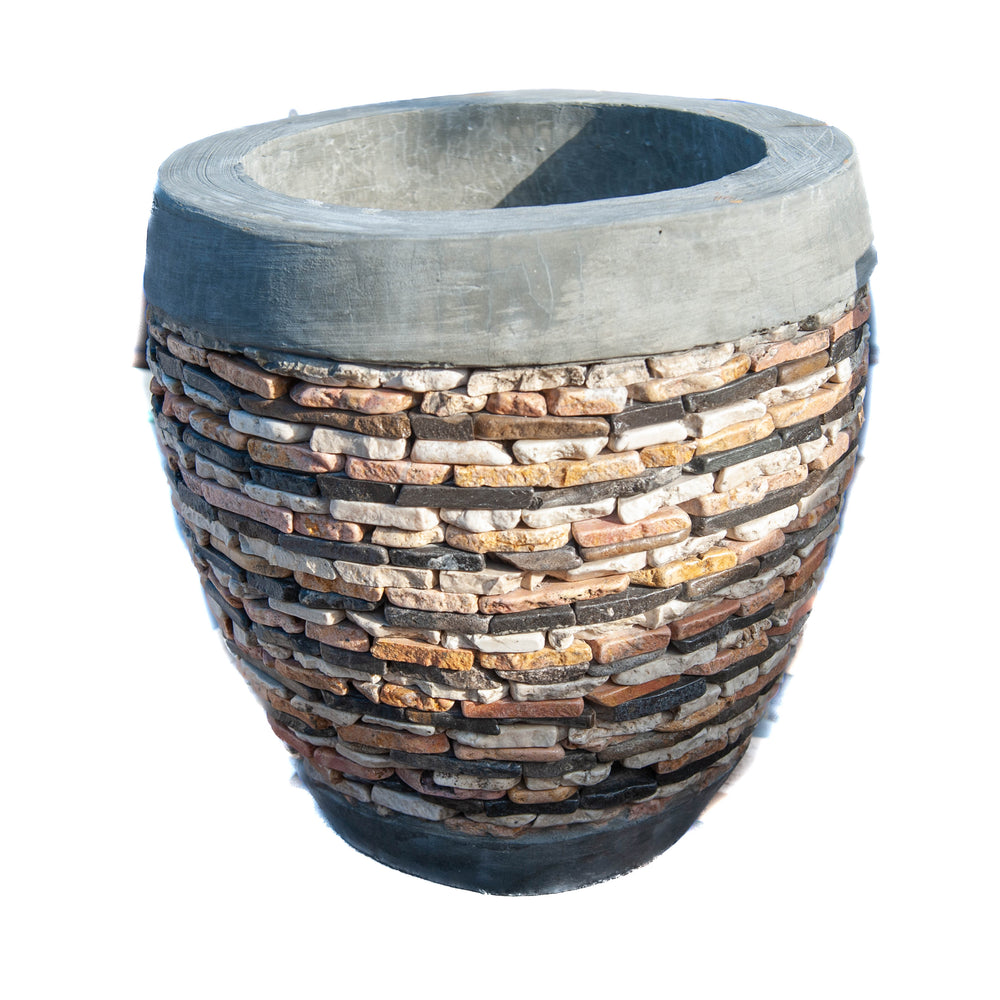 Javanese Cement Tulip Marble Pot - Multi