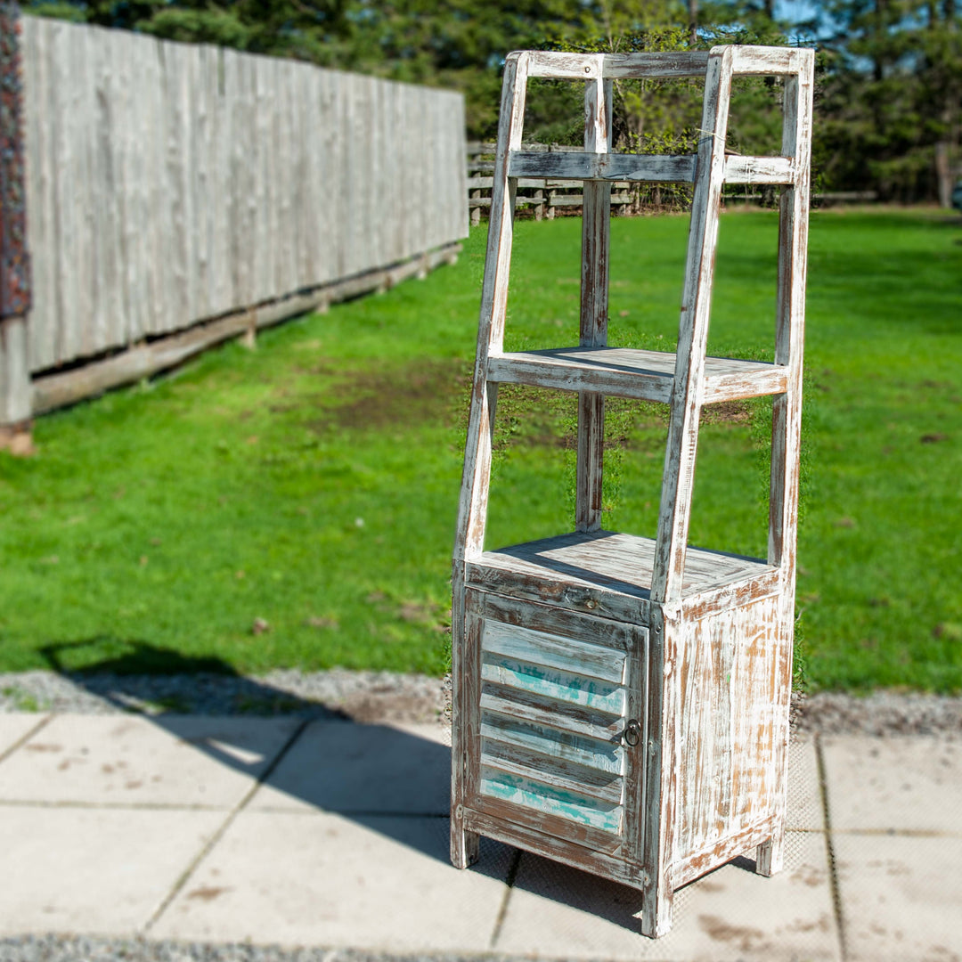 Indonesian Teak Bookshelf - White Wash