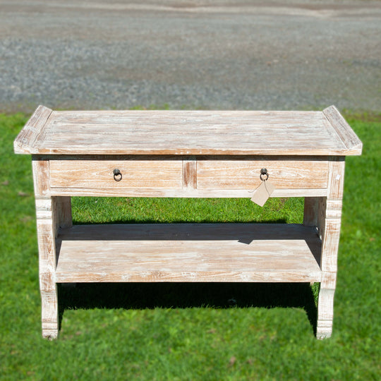 Larger white painted wooden console table