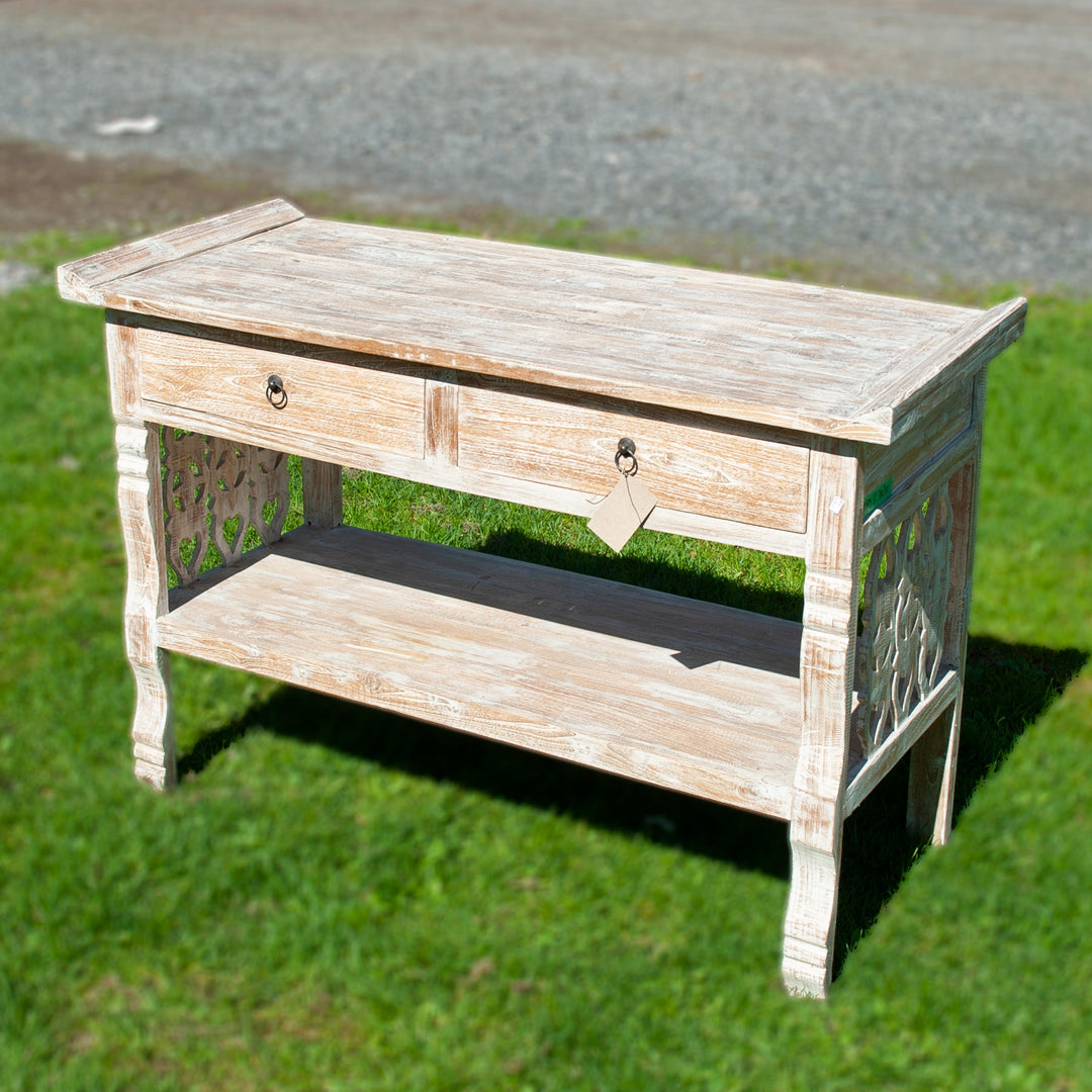 Larger white painted wooden console table