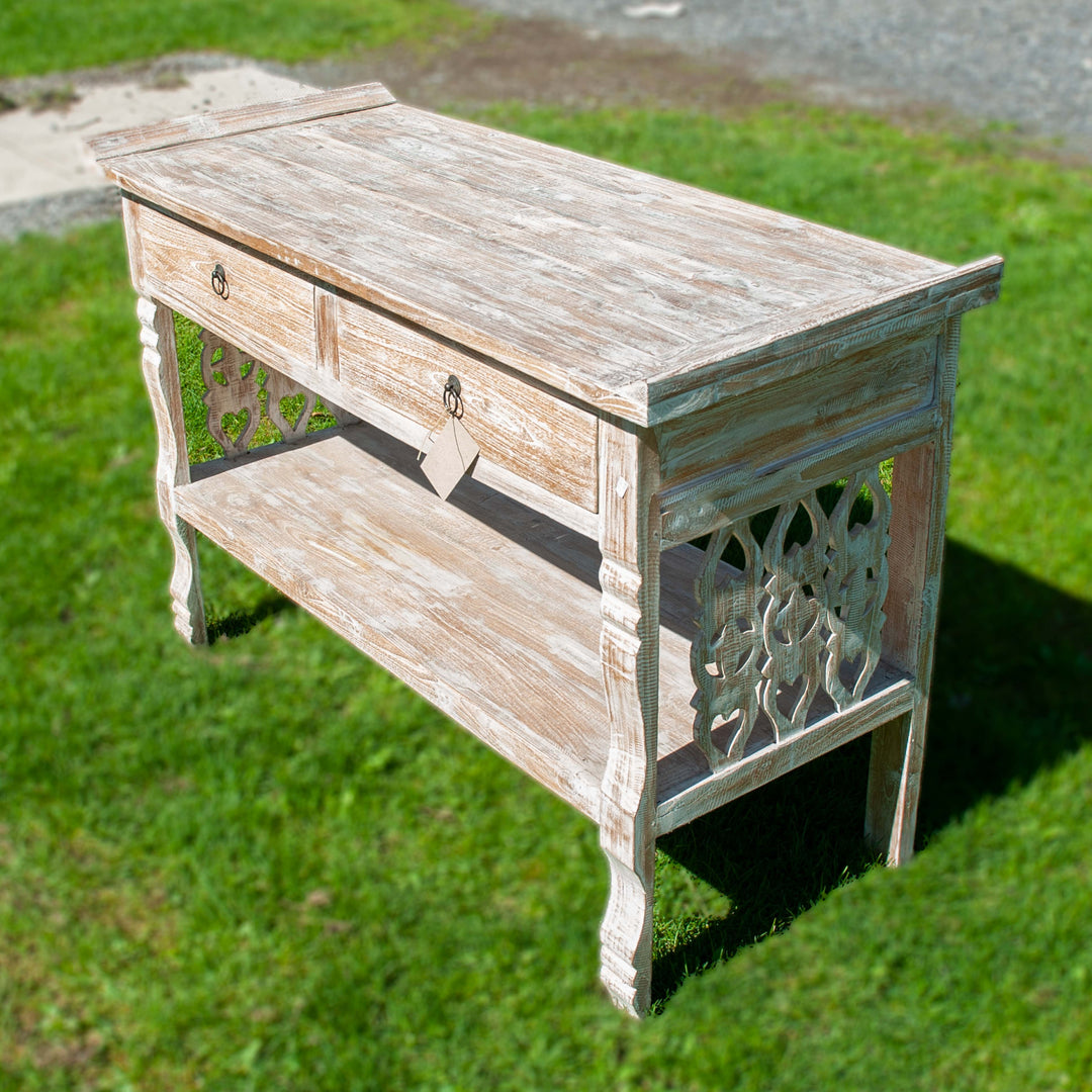 Larger white painted wooden console table