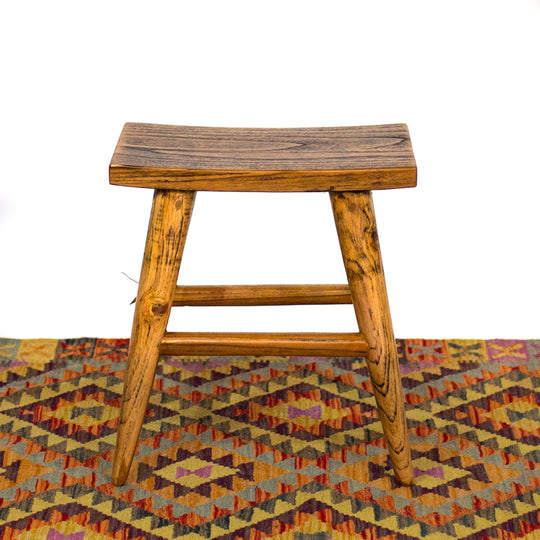 Tabouret Rectangle Rustique en Bois de Teck Récupéré