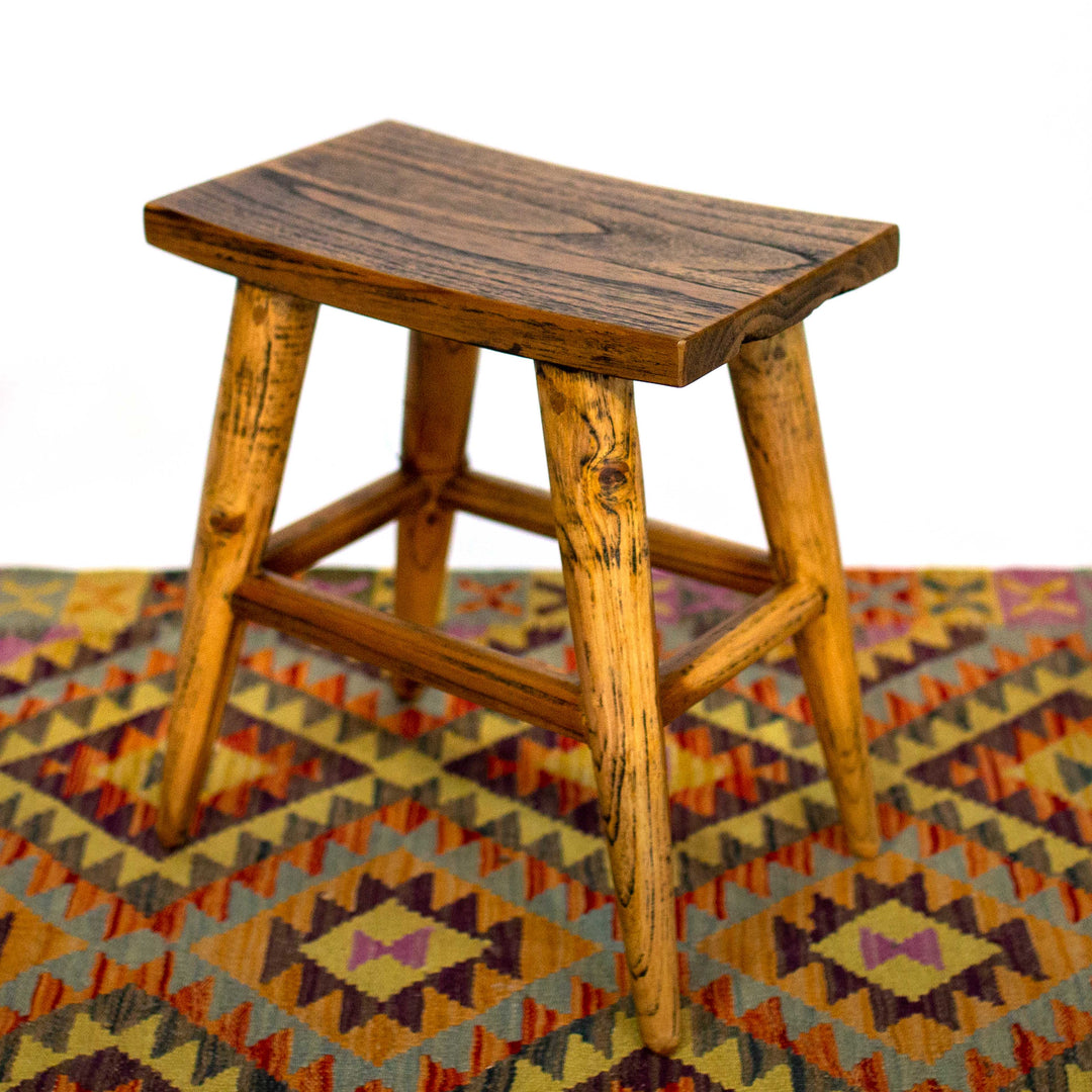 Rustic Rectangle Reclaimed Teak Wood Stool