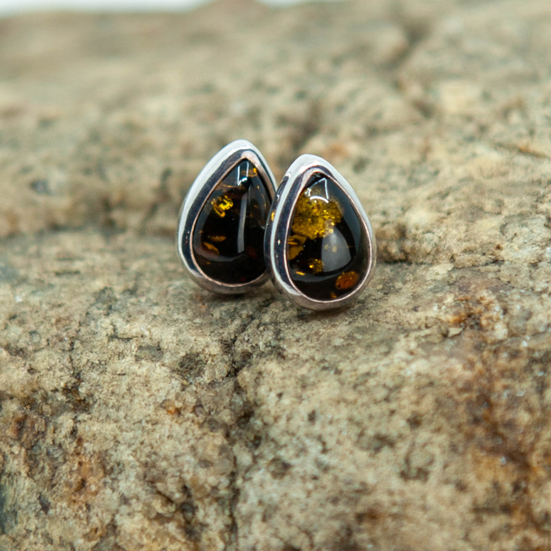 Amber Teardrop Studs