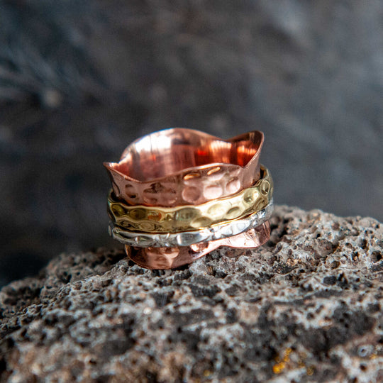 Meditation Copper Multi Band Ring