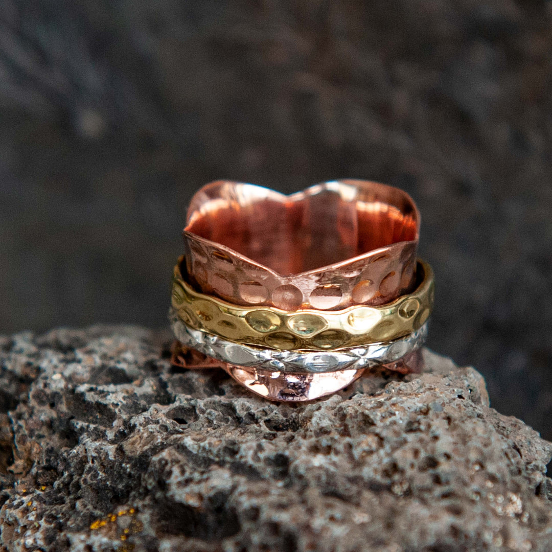 Meditation Copper Multi Band Ring