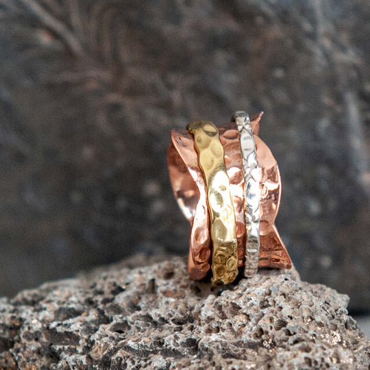 Meditation Copper Multi Band Ring