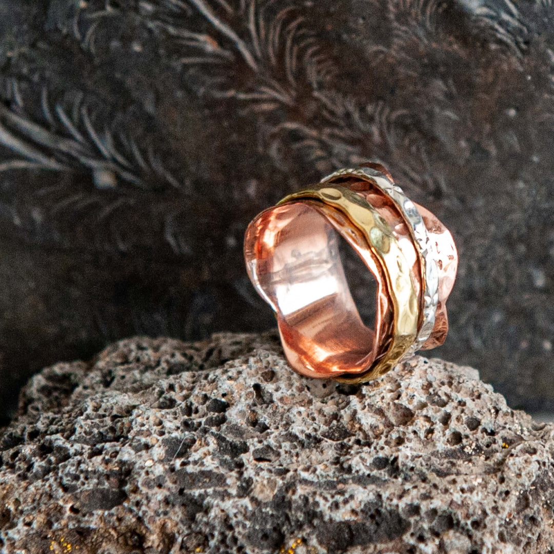 Meditation Copper Multi Band Ring