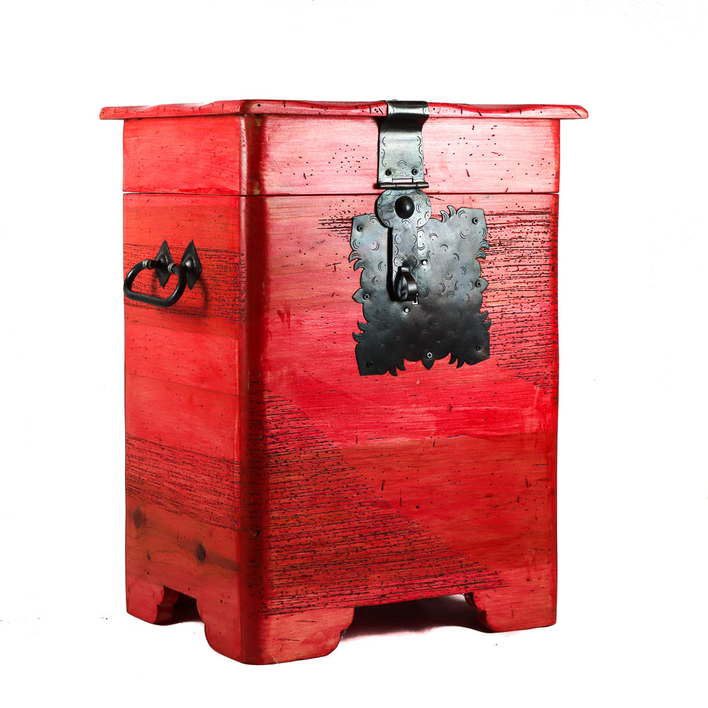 Red Tall End Table Chest