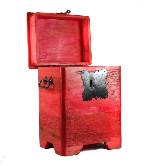 Red Tall End Table Chest