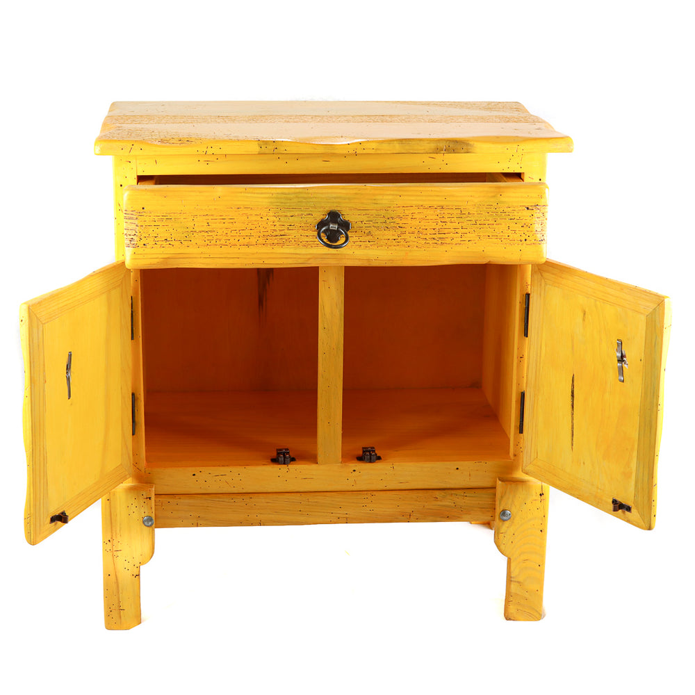 Yellow Two Cupboard End Table