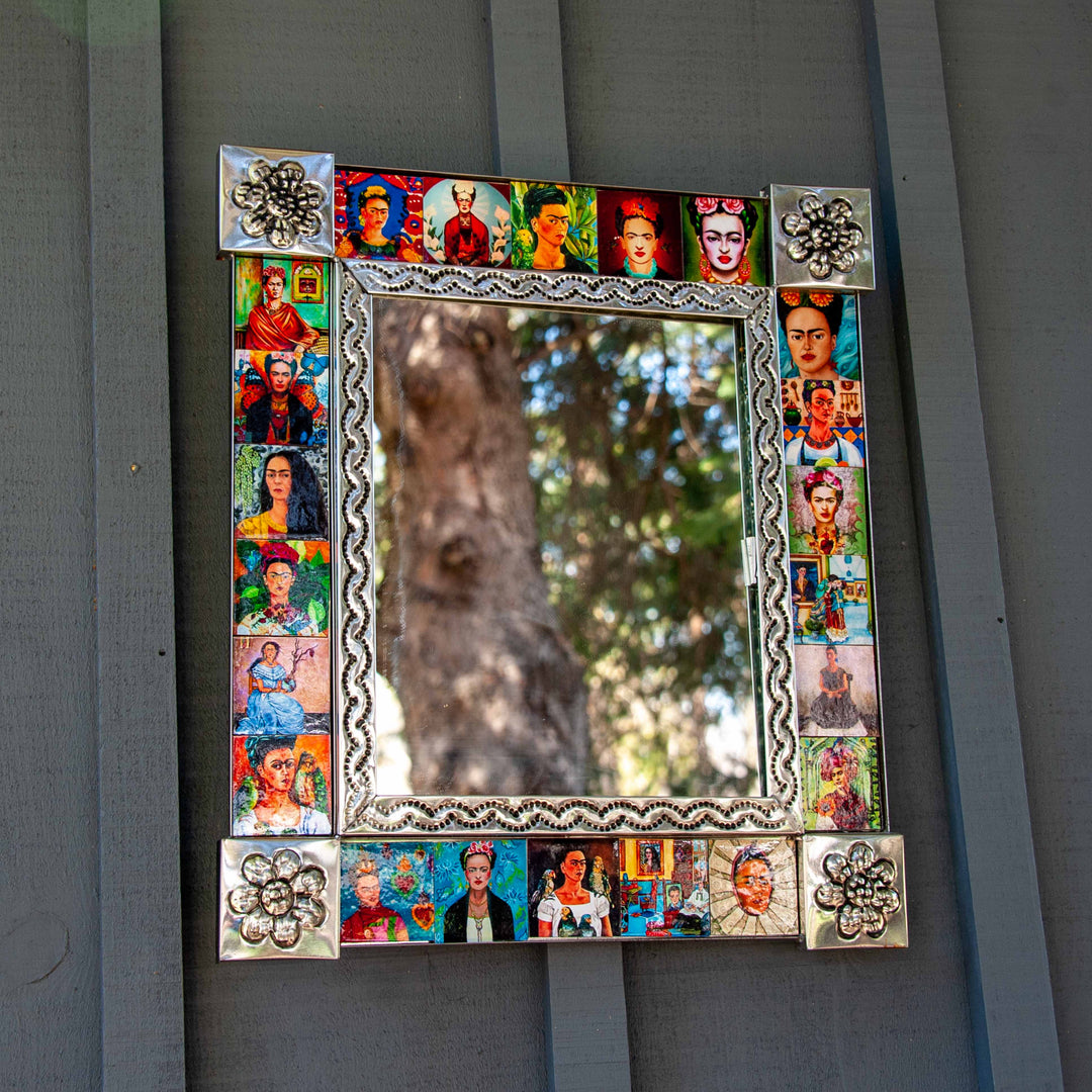 Mexico Talavera Style Mirror - Frida Kahlo
