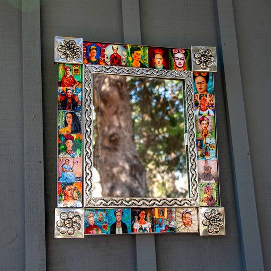 Mexico Talavera Style Mirror - Frida Kahlo