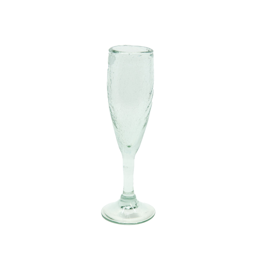 Mexican Champagne Glass - Clear Crackle  - 8"