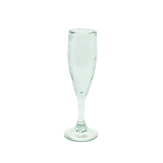 Mexican Champagne Glass - Clear Crackle  - 8"