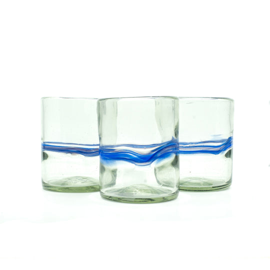 Gobelet Mexicain - Transparent avec Accent Bleu - 4"