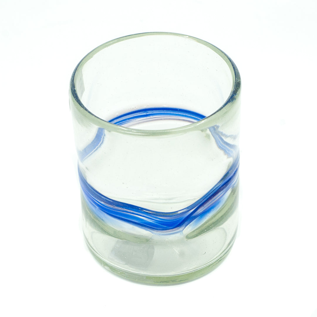 Gobelet Mexicain - Transparent avec Accent Bleu - 4"