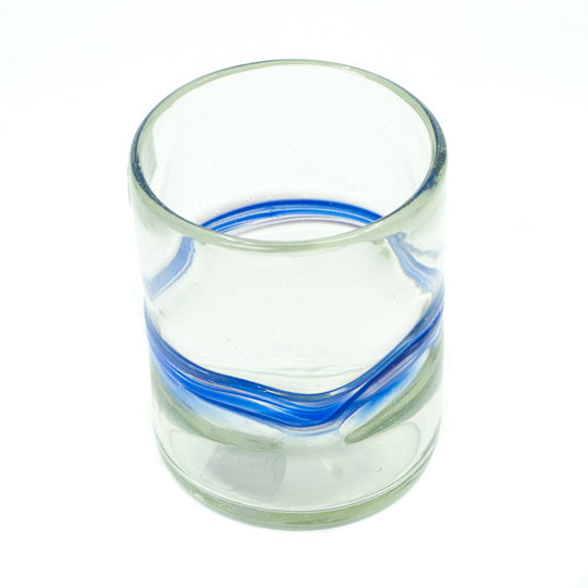 Gobelet Mexicain - Transparent avec Accent Bleu - 4"