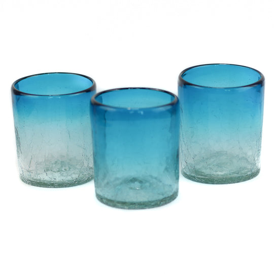 Mexican Tumbler - Aqua Crackle - 4"