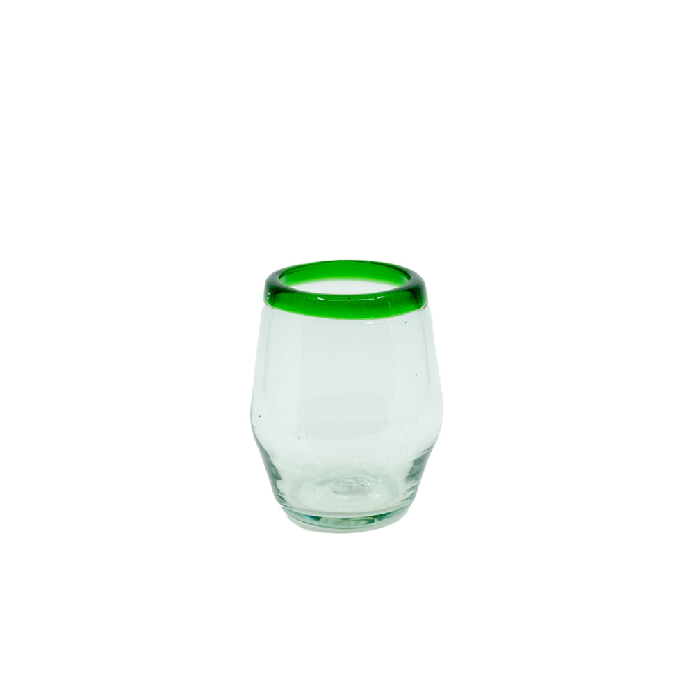 Mexican Stemless Wine Glass - Classic Rim - 4.5" - Green