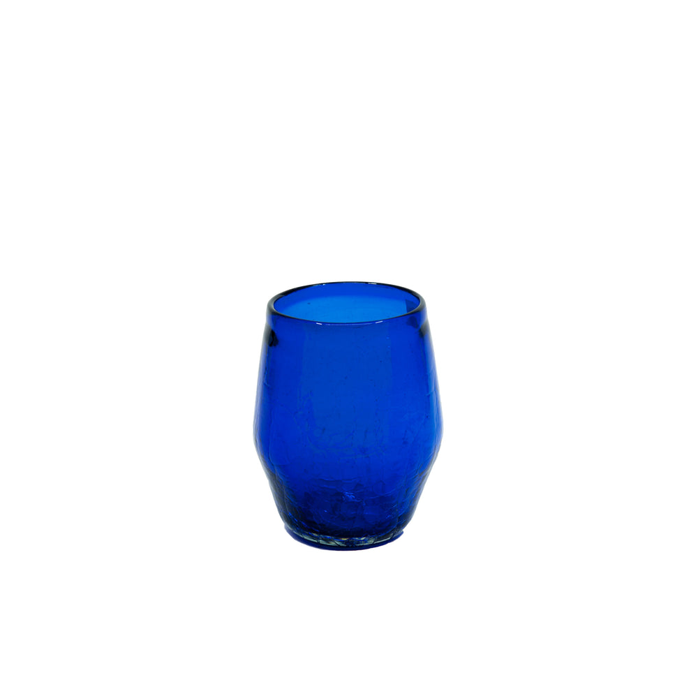 Verre à vin mexicain sans pied, craquelé indigo, 4,5"