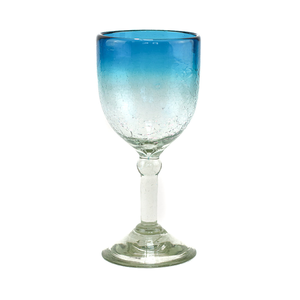 Verre à vin mexicain, Aqua Crackle, 7"