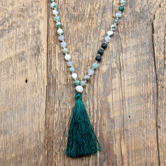 Moss Agate Mala Beads - 6mm