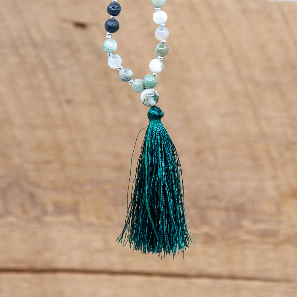 Perles Mala Agate Mousse - 6mm