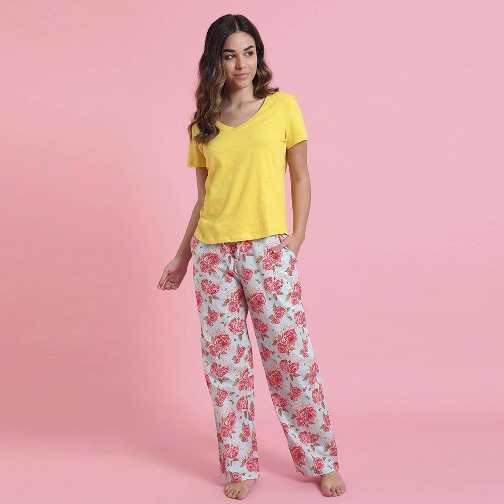 Pantalon de pyjama en coton bleu Ashley