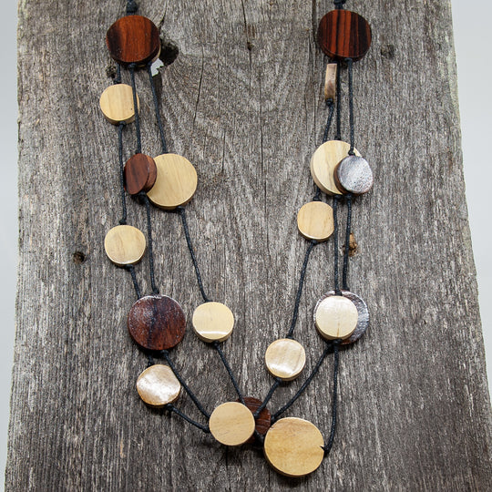 Collier Cercle en Bois - Noir/Marron/Naturel