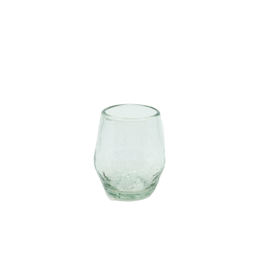 Verre à vin mexicain sans pied, craquelé transparent, 4,5"