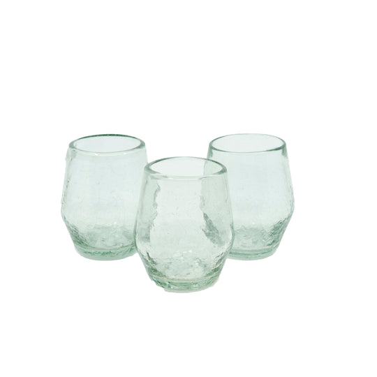 Verre à vin mexicain sans pied, craquelé transparent, 4,5"