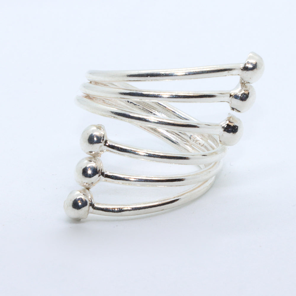 Balinese Sterling Silver Wrap Ring with Balls