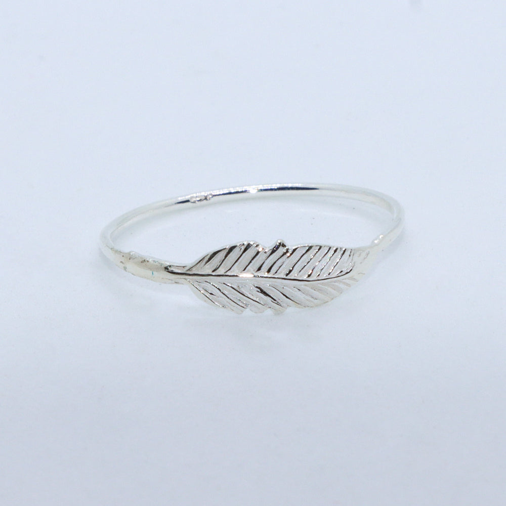 Sterling Silver Dainty Textured Leaf Ring