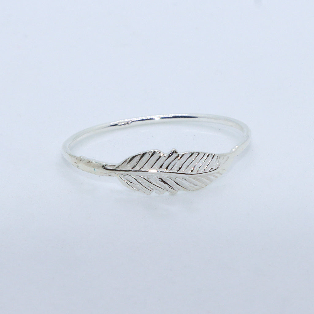 Sterling Silver Dainty Textured Leaf Ring