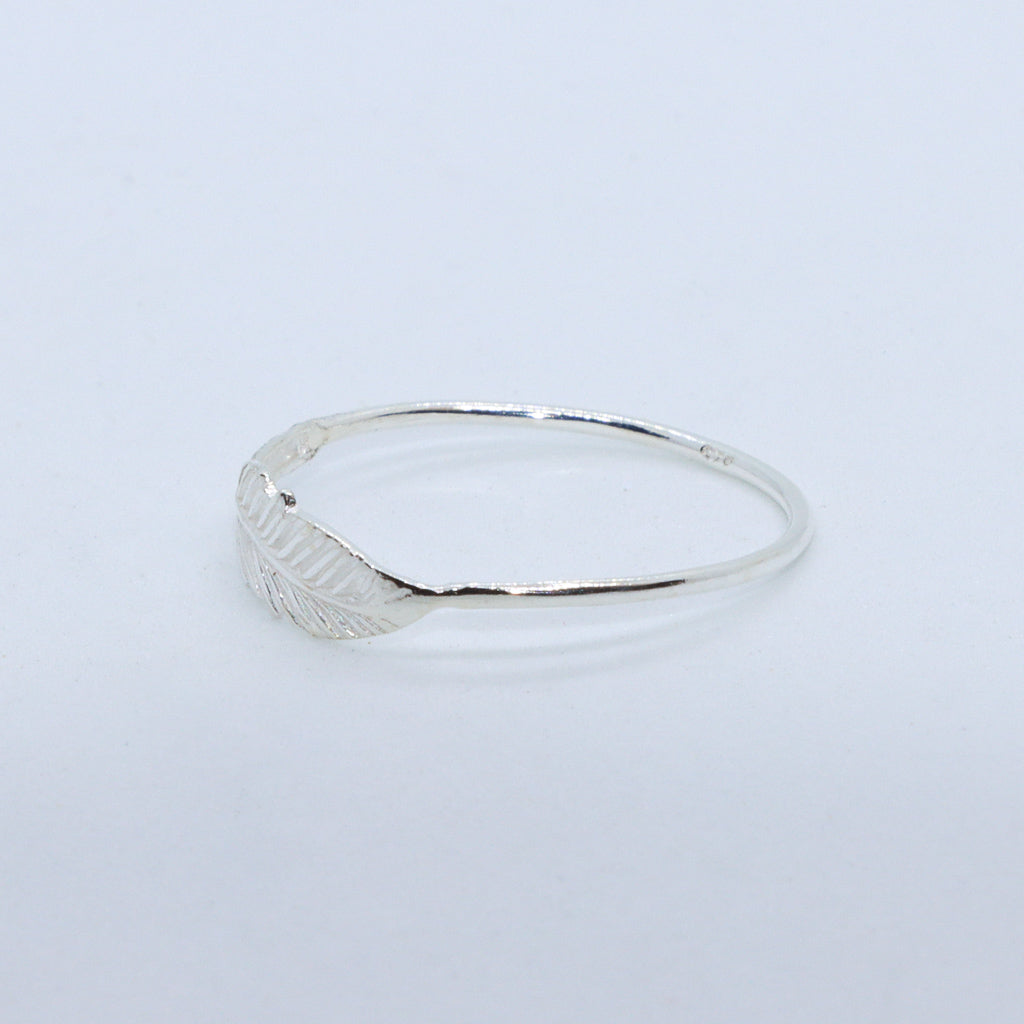 Sterling Silver Dainty Textured Leaf Ring