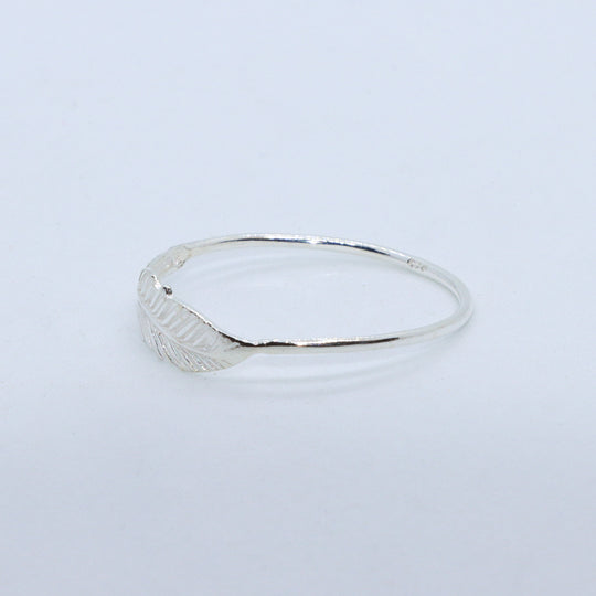 Sterling Silver Dainty Textured Leaf Ring