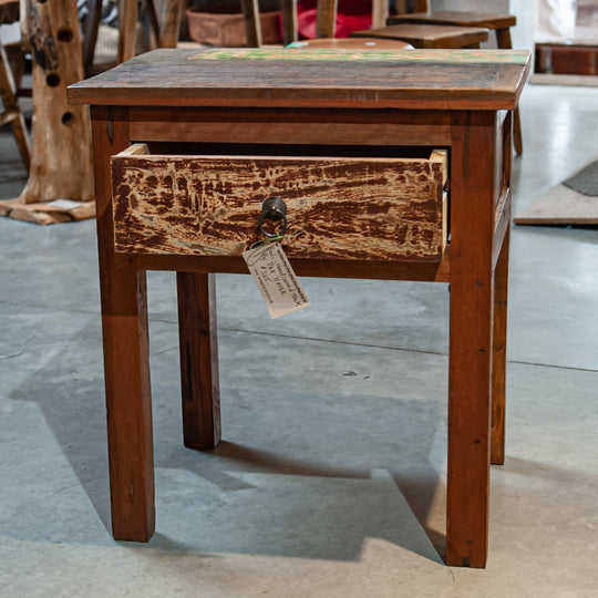 Table d'appoint de nuit en bois récupéré