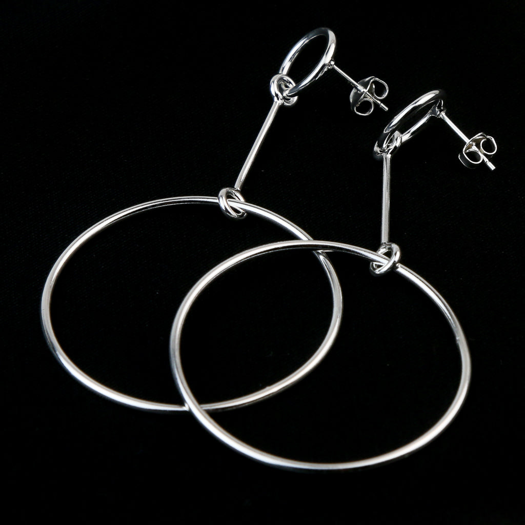 Boucle d'oreille double cercle en argent