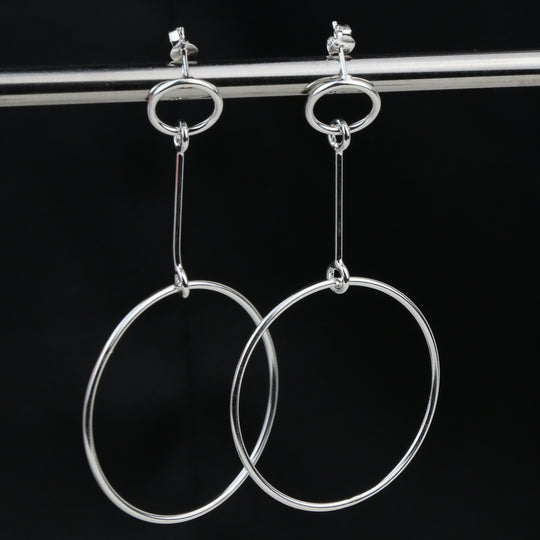 Boucle d'oreille double cercle en argent