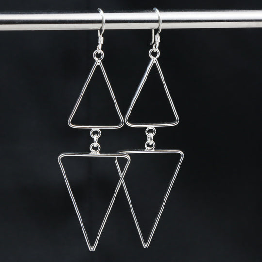 Silver Triangle Dangle Earring