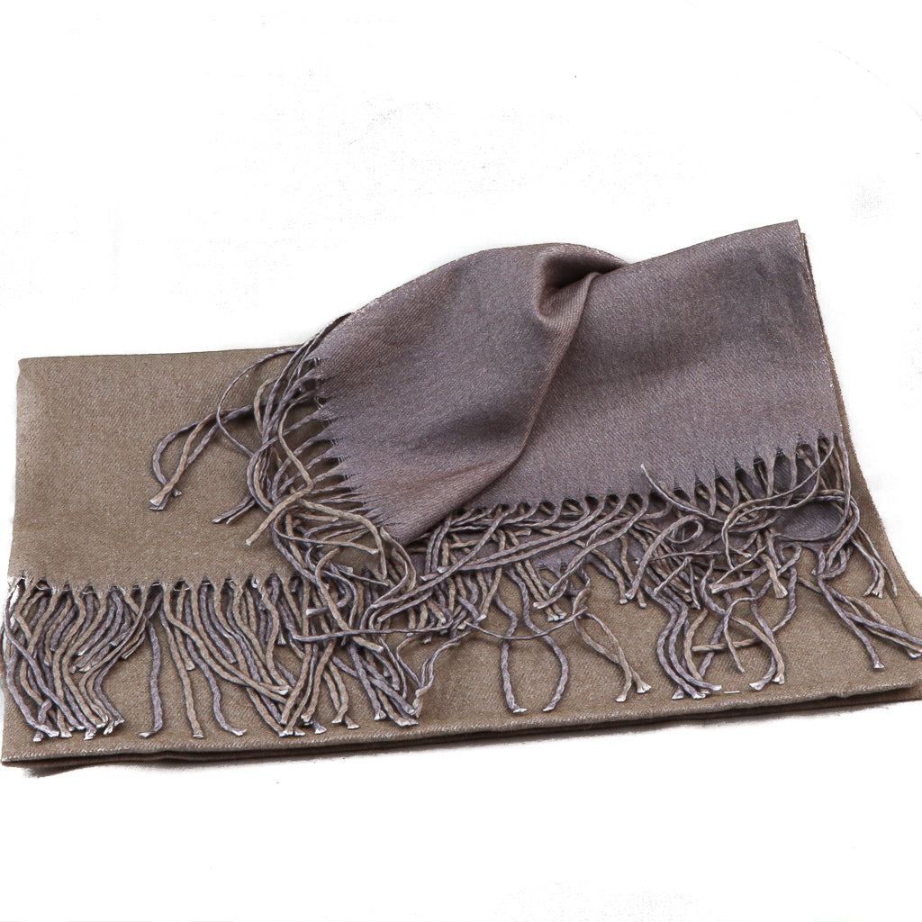 Two Toned Cashmere Feel Scarf Mocha